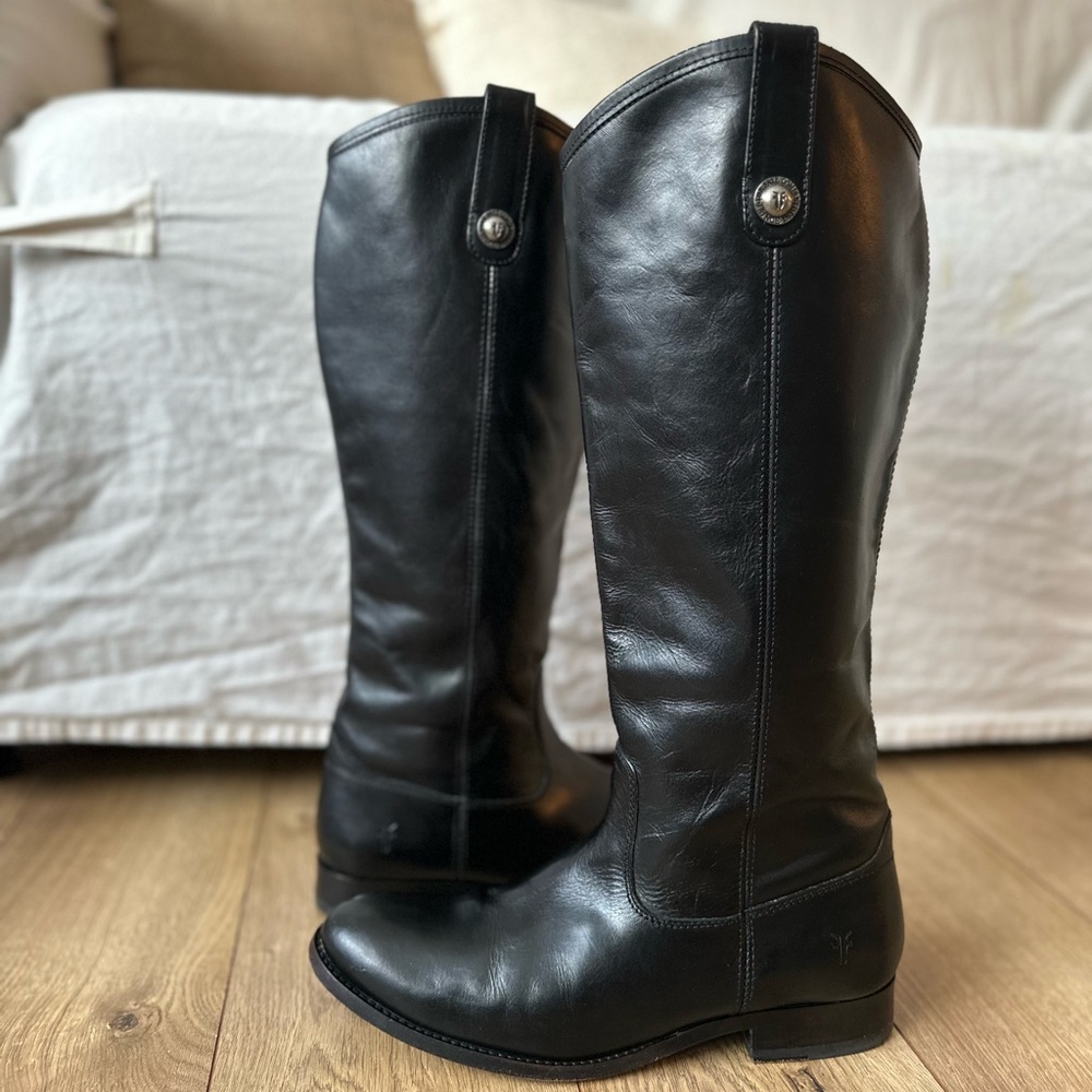 Frye Melissa Button 2 Tall Boots | Black Leather | Size 9B